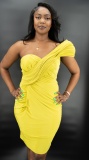 Dally Off Shoulder Raffle Yellow Dress